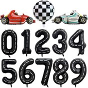 Resim Yarış Arabası Temalı Balonlar Seti, Dayanıklı PA Naylon Lastik Balonlar, 101.6cm Büyük, 0-9 Sayıları ve Şekilli Bayrak Tasarımı, Yarış Partisi Hediyeleri, Araba Yarış Pisti Etkinlikleri Dekorasyonu, Yıl Dönümü ve Doğum Günü Kutlamaları için 