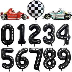 Resim Yarış Arabası Temalı Balonlar Seti, Dayanıklı PA Naylon Lastik Balonlar, 101.6cm Büyük, 0-9 Sayıları ve Şekilli Bayrak Tasarımı, Yarış Partisi Hediyeleri, Araba Yarış Pisti Etkinlikleri Dekorasyonu, Yıl Dönümü ve Doğum Günü Kutlamaları için 