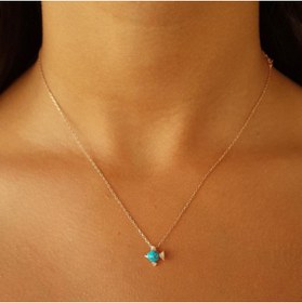Resim CNG JEWELS Turkuaz Taşlı Minimal Balık Rose Gümüş Kadın Kolye 