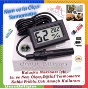Resim Dijital Ekran Sıcaklık Ve Nem Ölçer Termometre Higrometre Kuluçka 