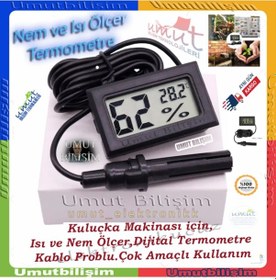 Resim Dijital Ekran Sıcaklık Ve Nem Ölçer Termometre Higrometre Kuluçka 