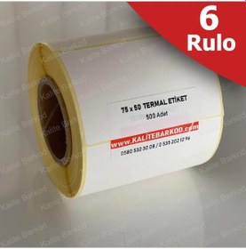 Resim 75X50 Termal Etiket 6 Rulo Barkod Etiket Kalite Barkod 