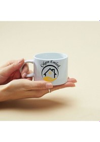 Resim Kurumsal Firmalara Özel Logolu Seramik Motto Kahve Fincanı Beyaz 