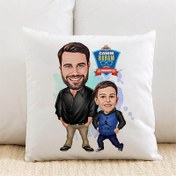 Resim Şık Baba ve Oğlu Karikatürlü Yastık 