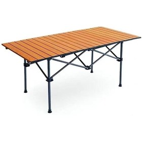 Resim Shufa Alüminyum Kamp Masası XXL - Katlanabilir Ahşap Rengi 120 x 65 x 60 CM 