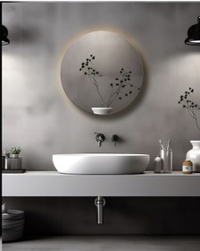 Resim Banyo Dolabı Aynalı Dokunmatik Ledli Flora Suny Antrasit 