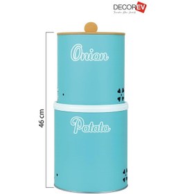 Resim Decorev Bambu Tek Kapaklı Metal Patates Soğanlık Mint Rengi Dc -7107 Mint Yeşili 