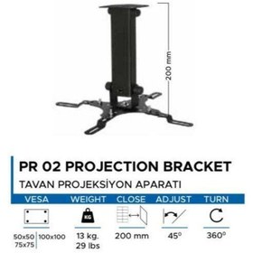 Resim electroon Vontech Pr-02 20cm Projeksiyon Tavan Askı Aparatı 