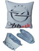 Resim Caisya Butik Astraaşk Opel Astra Baskılı Battaniyeli Yastık Opsiyonel Kırlent 