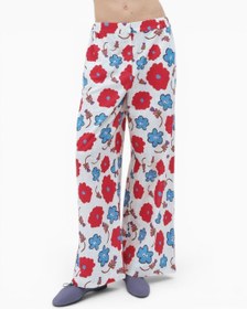 Resim Red Flower Düz Kesim Geniş Kadın Pantolon - Red Flower / M 