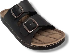 Resim Apella 1055-4-25 Deri Anatomik Çift Bantlı Soft Erkek Terlik 45-47 
