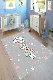 Resim Perla Soft Kaymaz Tabanlı Yıkanabilir Antibakteriyel Dijital Baskı Çocuk Halısı, CK-10157A-PRL-80X250 