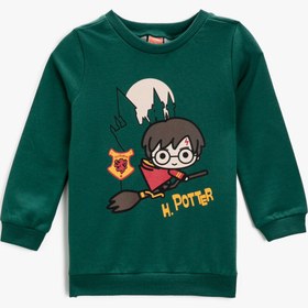 Resim Erkek Bebek Harry Potter Baskılı Pamuklu Bisiklet Yaka Sweatshirt 