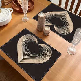 Resim 4/6/8 Parça Set, Minimalist Siyah Amerikan Servisleri, 30.48x45.72 cm Keten Dikdörtgen Masa Örtüleri ile Kalp Desenli Yıldönümü Süslemeleri, Tatiller, Düğünler, Partiler için Romantik Aşk Temalı Bardak Altlıkları Mutfak & Yemek Odası 