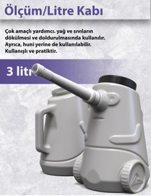Resim LITOLAN 3 Lt. Yag Yakıt Ölçu/litre Kabı, Sulama Bidonu, Huni 