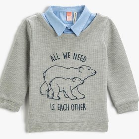 Resim Erkek Bebek Baskılı Gömlek Yaka Sweatshirt 