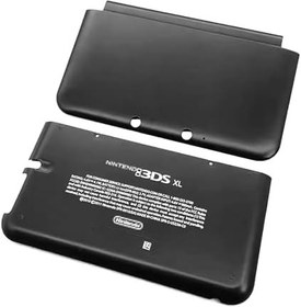 Resim Siyah Renk 3DSXL Ekstra Konut Case A/E Yüz Kabuk Değiştirme, Eski 3DS XL/LL 3DSLL Büyük El Konsolları, Yeni ABD Edition Üst Faceplate/Alt Arka Pil Kapağı Plakaları 2 ADET Set 