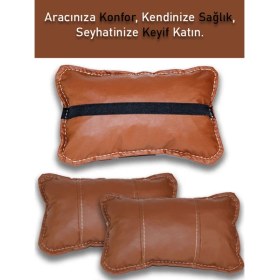 Resim Toyota Corolla 2013 ve Sonrası Oto Koltuk Taba Renk Boyun Yastığı 2 Adet 