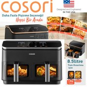Resim COSORI 8 I 1 Arada 1800 Watt 8,5 Lt Çift Hazneli (4,25 LT X 2) Sıcak Hava Fritözü 