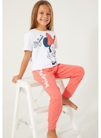 Resim Minnie Mouse D4781-3 Çocuk Beyaz Pijama 