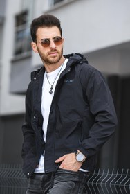 Resim Save Baskılı Suya Dayanaklı Slim Fit Erkek Mevsimlik Mont Yağmurluk - CAMEL / XL 