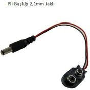 Resim 9V Yassı Pil Başlığı 2.1Mm Jaklı 