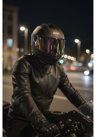 Resim Gıvı 50.x Bones Siyah 1 Renkli 1 Şeffaf Vizörlü Motosiklet Kask İridyum Vizör + Şeffaf 