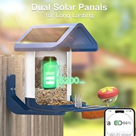 Resim Onlyfly Güneş Enerjili Kameralı Kuş Yemliği 2K Canlı Yayın Görüntülü Kamera Beyaz Mavi 