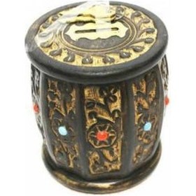 Resim Eskitme Ahşap Kilitli Fıçı Kumbara Küçük Boy 