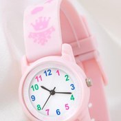 Resim Yeni Model Toz Pembe Kalpli Prenses Tacı Analog 6-13 Yaş Kız Çocuk Kol Saati Saatinmoda