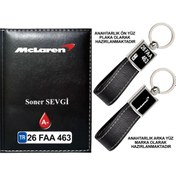 Resim Plakanıza Özel Mclaren Logolu Siyah Ruhsat Kabı Ve Anahtarlık 