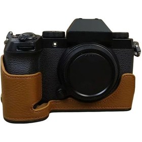 Resim Butu Fujifilm X-s20 İçin Hakiki İnek Derisi Kamera Alt Kasa Pil Açıklığı İle Yarım Gövde Kapağı - Kahverengi 