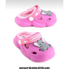 Resim Çocukça Moda Kız Çocuk Kışlık Eva Içi Peluşlu Ev Bahçe Kreş Terlik Sandalet Dar Kalıp En Az Bir Büyük Tercih Ediniz 