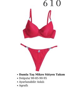 Resim Tılsım Lingerie Murays Kadın 3 Lü Damla Taş Mikro Sütyen Takım Beyaz/mavi/bordo 