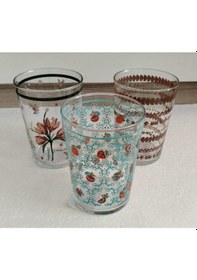Resim Rak Le Dekorlu Cam Meşrubat,su Bardağı 510 Cc - 3'lü Set Şeffaf 