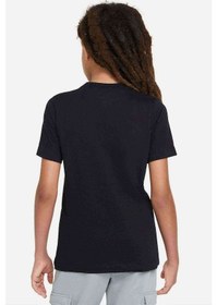 Resim Cool Skull With Headphones Baskılı Unisex Çocuk Siyah T-Shirt (528292956) 