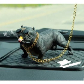 Resim Porselen Köpek Zincirli Siyah Torpido Üstü 