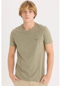Resim DeFacto %100 Pamuk Slim Fit Dar Kesim Bisiklet Yaka Baskılı Kısa Kollu Tişört D5567AX25SPKH465 