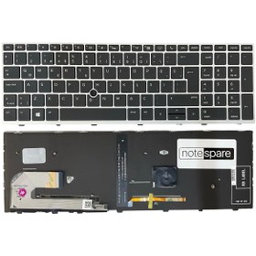 Resim Notespare Hp ile Uyumlu Elitebook L11999-001, L11999-141, L12000-001 Klavye Işıklı Siyah TR Gümüş Çerçeveli 