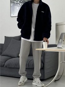 Resim Oversize Peluş Tam Fermuarlı Sweatshirt Peluş İçi Polarlı Sherpa Kumaş Sweatshirt 