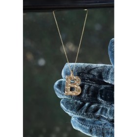 Resim 14 Ayar Altın Kristal Kesim Harfli Dikiz Süsü & B Harfi 