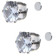 Resim Erkek Küpe Zirkon Taşlı Mıknatıslı Çift Takı Aksesuar p24 t5 Gümüş 