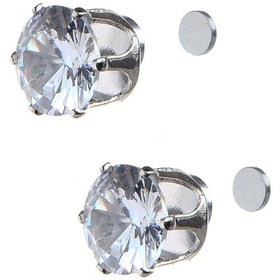 Resim Erkek Küpe Zirkon Taşlı Mıknatıslı Çift Takı Aksesuar p24 t5 Gümüş 