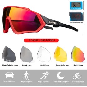 Resim Schulzz Kapvoe Daylight Değişebilir 5 Lens Mtb Polarize Bisiklet Spor Dağ Kayak Gözlüğü 