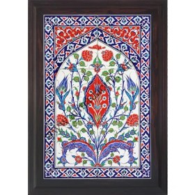 Resim Armada Çini 40x60 Cm ED 507 Kırmızı Göbekli El dekoru Çini Pano 
