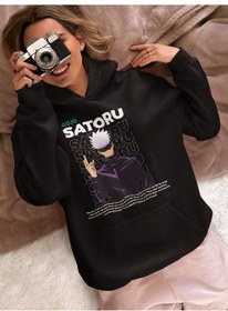 Resim Sevbano Satoru Gojo Baskılı Unisex Oversize Jujutsu Kaisen Anime Karakter Siyah 