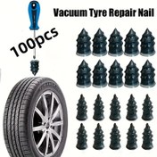 Resim 100 Hızlı Lastik Tamir Kiti, Arabalar ve Motosikletler için Dayanıklı Plastik Kauçuk Tıkaçlar, Temel Lastik Tamir Araçları, 50 Küçük ve 50 Büyük Zımba İçerir 