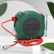 Resim 32ft Dayanıklı Hibrit Hava Hortumu Makarası, 10ft Uçlu - 3/8" Bağlantı, Maks. 10bar, Kolay Temizlenebilir Plastik, ABD Standart Hava Kompresörleri için Uygun, Endüstriyel & Bahçe Kullanımı için 180° Dönebilen Tavan/Duvar Montajı, Kompresör için Geri Çekilebilir Hava Hortumu Makarası 