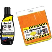 Resim Automix Süper Renkli Siyah Cila + 2’li Mikrofiber Bez | Derin Parlaklık ve Boya Koruma Paketi 