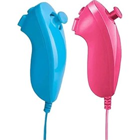 Resim Mavi Pembe-2 Adet-sol Sağ El Nunchuck Wii İçin El Kavisli Oyun Kolu Denetleyicisi İçin Nintendo Wii Oyun Denetleyicisi Nunchuck Wii Gamepad İçin 